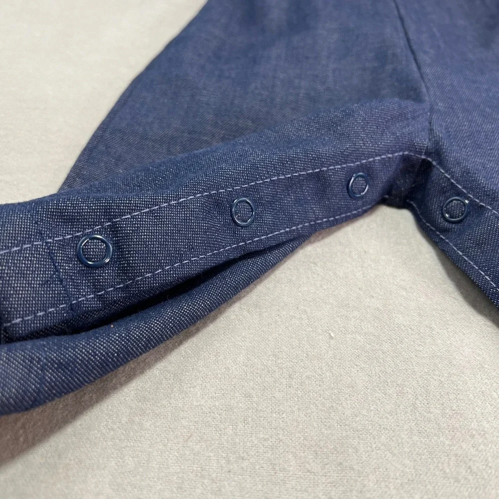 Health-tex Overalls Blue Denim Super Sport Red Graphic 70s Vintage 6 Months